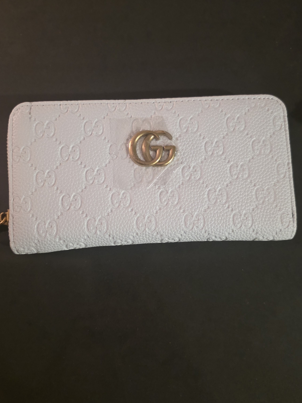 White Zip Around Wallet